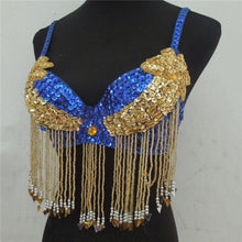 style women sexy folded paillette bead costume chiffon belly dance bra tops J4U66
