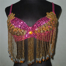 style women sexy folded paillette bead costume chiffon belly dance bra tops J4U66