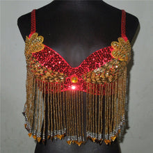 style women sexy folded paillette bead costume chiffon belly dance bra tops J4U66