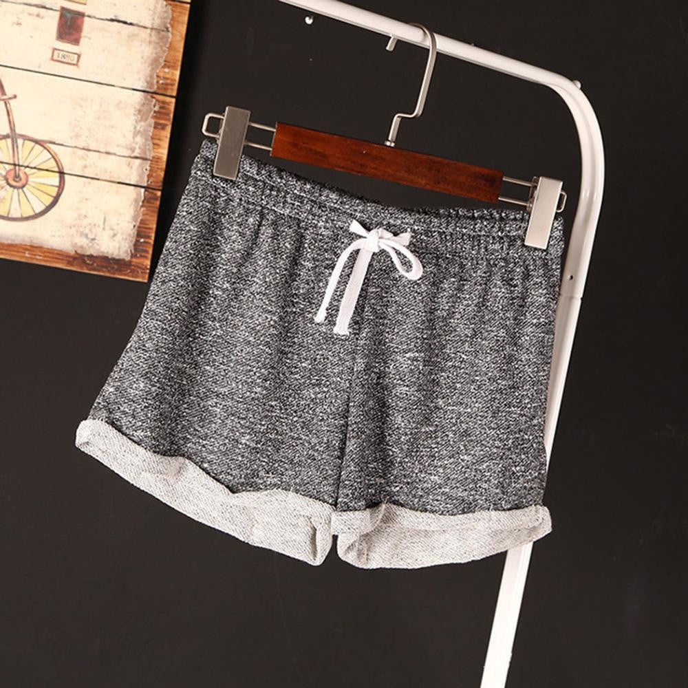 Women Shorts Elastic Waist Drawstring Elegant Beach Casual Loose Shorts J4U66