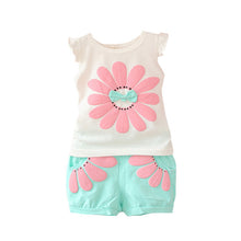 baby girls clothing set sunflower girls clothes sets kids casual sport suit set J4U66