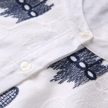 women chiffon dress embroidery o neck elegant dress short sleeves button loose large size party dress white J4U66