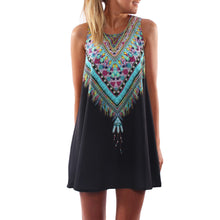 vestidos women dress casual bohemian dress vestido de renda tank beach dress print sleeveless chiffon dresses J4U66