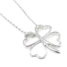 vintage statement bib jewelry design four leaf clover silver pendant necklace J4U66
