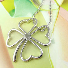 Vintage Statement Bib Jewelry Design Four Leaf Clover Silver Pendant Necklace P18 J4U66