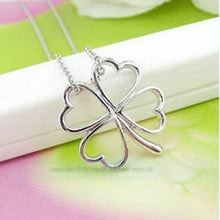 Vintage Statement Bib Jewelry Design Four Leaf Clover Silver Pendant Necklace P18 J4U66