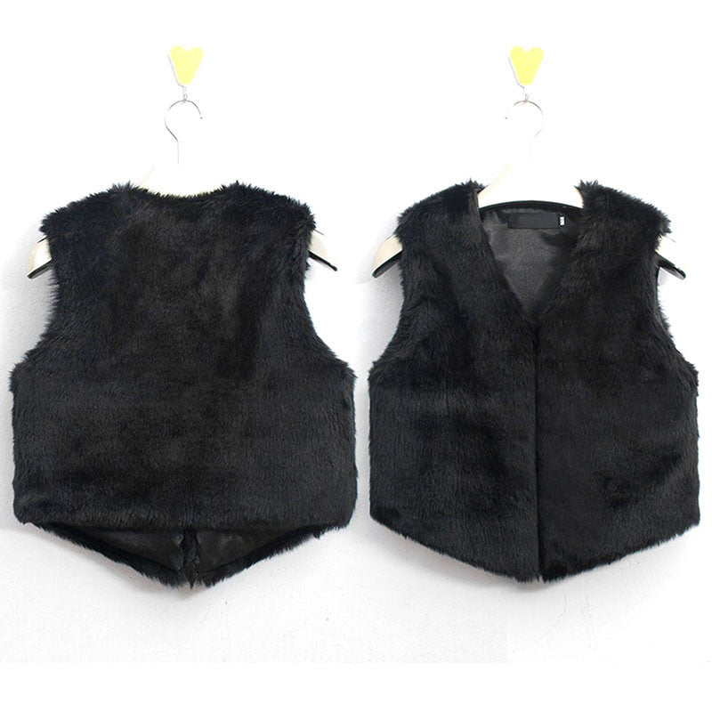 Faux Fur Waistcoat Gilet Jacket Coat Sleeveless Outwear Short Vest Clothing Colete Femme J4U66