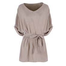Fashion Women 3/4 Sleeve Bodycon Tops Dress Slim Waist T-shirt Beach Casual Dresses XL-5XL J4U66
