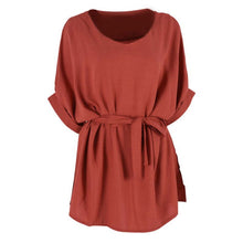 Fashion Women 3/4 Sleeve Bodycon Tops Dress Slim Waist T-shirt Beach Casual Dresses XL-5XL J4U66