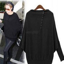 women batwing sleeve oversized knit sweater loose jumper pullover tops J4U66