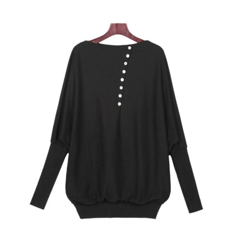 women batwing sleeve oversized knit sweater loose jumper pullover tops J4U66