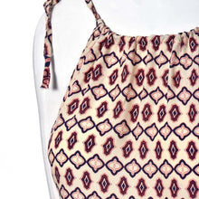 Fashion Women Boho Dress loose Printed Halter Style Sleeveless Hippie Mini Dress Plus Size Women Clothing Vestidos Beige J4U66