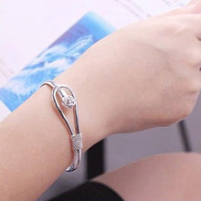 Women Bracelet Silver Plated Simple Rose Cuff Bangle Bracelet Jewelry J4U66