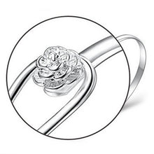Women Bracelet Silver Plated Simple Rose Cuff Bangle Bracelet Jewelry J4U66