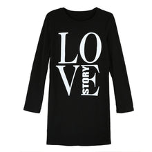 women casual t-shirts letter print long sleeve tops tee round neck women long t-shirts plus size grey black J4U66