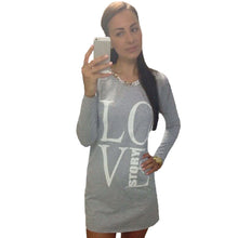 women casual t-shirts letter print long sleeve tops tee round neck women long t-shirts plus size grey black J4U66