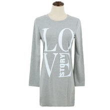 women casual t-shirts letter print long sleeve tops tee round neck women long t-shirts plus size grey black J4U66