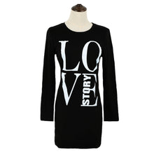 women casual t-shirts letter print long sleeve tops tee round neck women long t-shirts plus size grey black J4U66