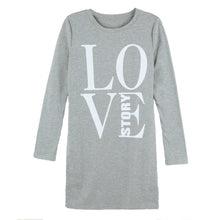 women casual t-shirts letter print long sleeve tops tee round neck women long t-shirts plus size grey black J4U66