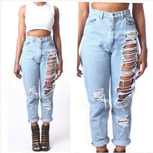 Women Cool Destroyed Denim Pants Workout Holes Jeans Boyfriend Jeans Hole Openings Denim Jeans Pants Women Clothing J4U66