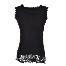 Women Cotton Knitted Lace Sleeveless Tank Tops Plus Size Causal Lace Tops Women Pullovers Black White S-XXL J4U66