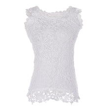 Women Cotton Knitted Lace Sleeveless Tank Tops Plus Size Causal Lace Tops Women Pullovers Black White S-XXL J4U66