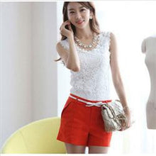 Women Cotton Knitted Lace Sleeveless Tank Tops Plus Size Causal Lace Tops Women Pullovers Black White S-XXL J4U66