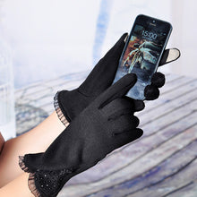 women diomand bowknot touch screen gloves for smart phone tablet J4U66