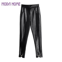 women fitness leggings leggins solid pu leather leggings elastic stretch women black pants sweatpants J4U66
