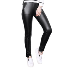 women fitness leggings leggins solid pu leather leggings elastic stretch women black pants sweatpants J4U66