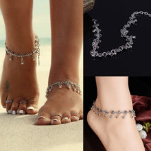 Women Foot Chain Antique Silver Flower Small Bell Anklet Ankle Bracelet Foot Chain Jewelry J4U66