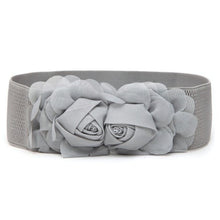 Fashion Women Girl Chiffon Flower Double Rose Flower Elastic Stretch Waist Belt J4U66