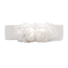 Fashion Women Girl Chiffon Flower Double Rose Flower Elastic Stretch Waist Belt J4U66