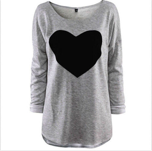 Women LOVE Heart Printed Sweatshirt Hoody Hoodies tracksuits Pullovers Suit Tops Outerwear M/L/XL J4U66
