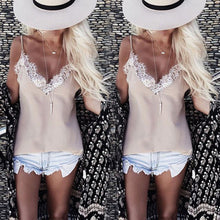 Women Ladies Vest Sleeveless Eyelash lace Camisole Shirt Blouse Casual Loose Tops J4U66