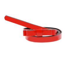 women lady slender waist belt cute bowknot candycolor thin skinny pu leather waistband belt brown J4U66