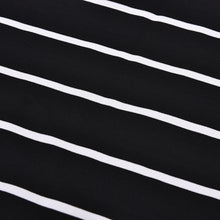 Women Long Sleeve Loose Blouse Striped Pattern Cotton Blend O-neck Tops Black/White M-2XL J4U66