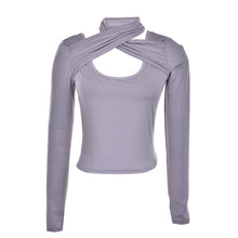 Women Long Sleevee Hollow Sexy Collar Casual Shirt Tops Polka Shirt Top J4U66