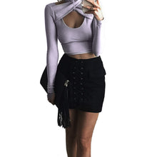 Women Long Sleevee Hollow Sexy Collar Casual Shirt Tops Polka Shirt Top J4U66