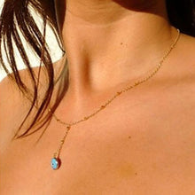 Women Necklace Blue Evil Eye Metal Beads Gold Chain Pendant Necklace Jewelry J4U66
