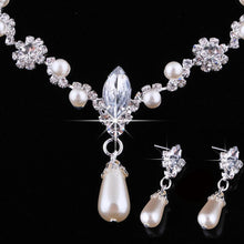 Women Necklace Earrings Jewelry Sets Silver Plated Simulated Pearl Wedding Party Jewelry Sets For Women J4U66