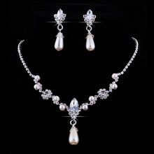 Women Necklace Earrings Jewelry Sets Silver Plated Simulated Pearl Wedding Party Jewelry Sets For Women J4U66