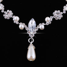 Women Necklace Earrings Jewelry Sets Silver Plated Simulated Pearl Wedding Party Jewelry Sets For Women J4U66