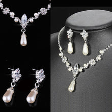 Women Necklace Earrings Jewelry Sets Silver Plated Simulated Pearl Wedding Party Jewelry Sets For Women J4U66