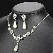 Women Necklace Earrings Jewelry Sets Silver Plated Simulated Pearl Wedding Party Jewelry Sets For Women J4U66