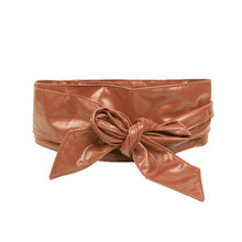 women pu leather belt wrap around tie bowknot wide waistband corset cinch cinturones mujer band cinto feminino J4U66
