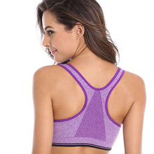 Padded S Bra Tank Top Zip Fitness Seamless Racerback Stretch Tops Shockproof Bras J4U66