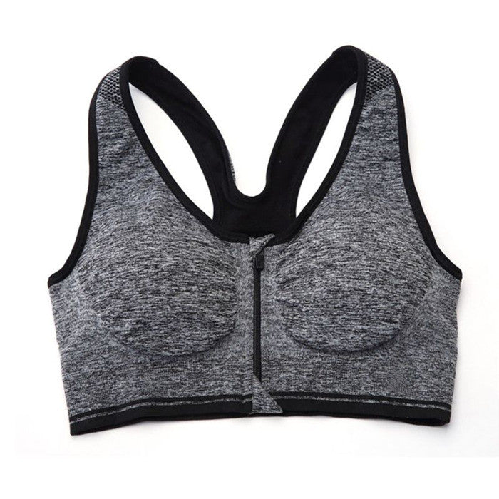 Padded S Bra Tank Top Zip Fitness Seamless Racerback Stretch Tops Shockproof Bras J4U66