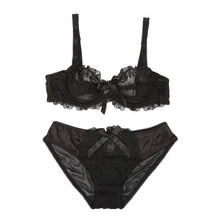 women see thorough sheer sexy black lace bra and panties sets transparent underwear lingerie 5 color J4U66
