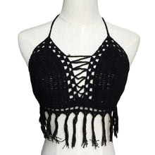 women sexy boho crop top halter style crochet knitted hollow bra beachwear womens tanks J4U66